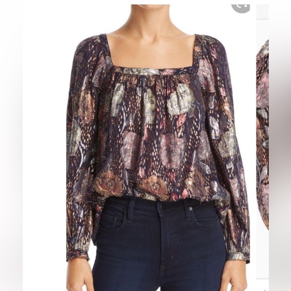 Rebecca Taylor Tops - EUC SIZE S REBECCA TAYLOR GLISTENING ROSES SQUARE NECK TOP